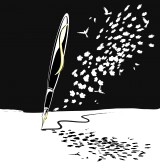 9920817-on-a-black-white-background-with-floral-pattern-is-abstract-writing-pen